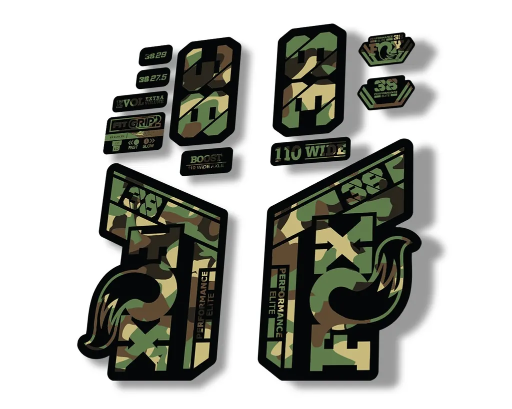 FOX 38 Performance Elite 2021 Forks Suspension Factory Decal Sticker Camo