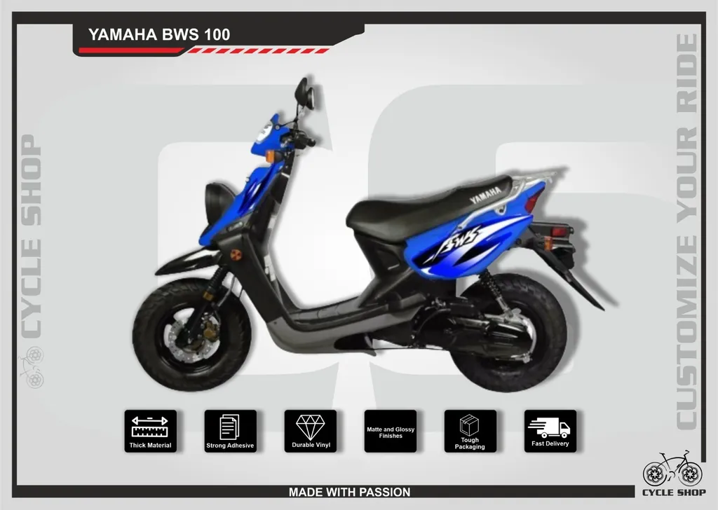 Fits Yamaha BWS 100 Full Graphic Kit Decal Sticker Wrap Set Blue