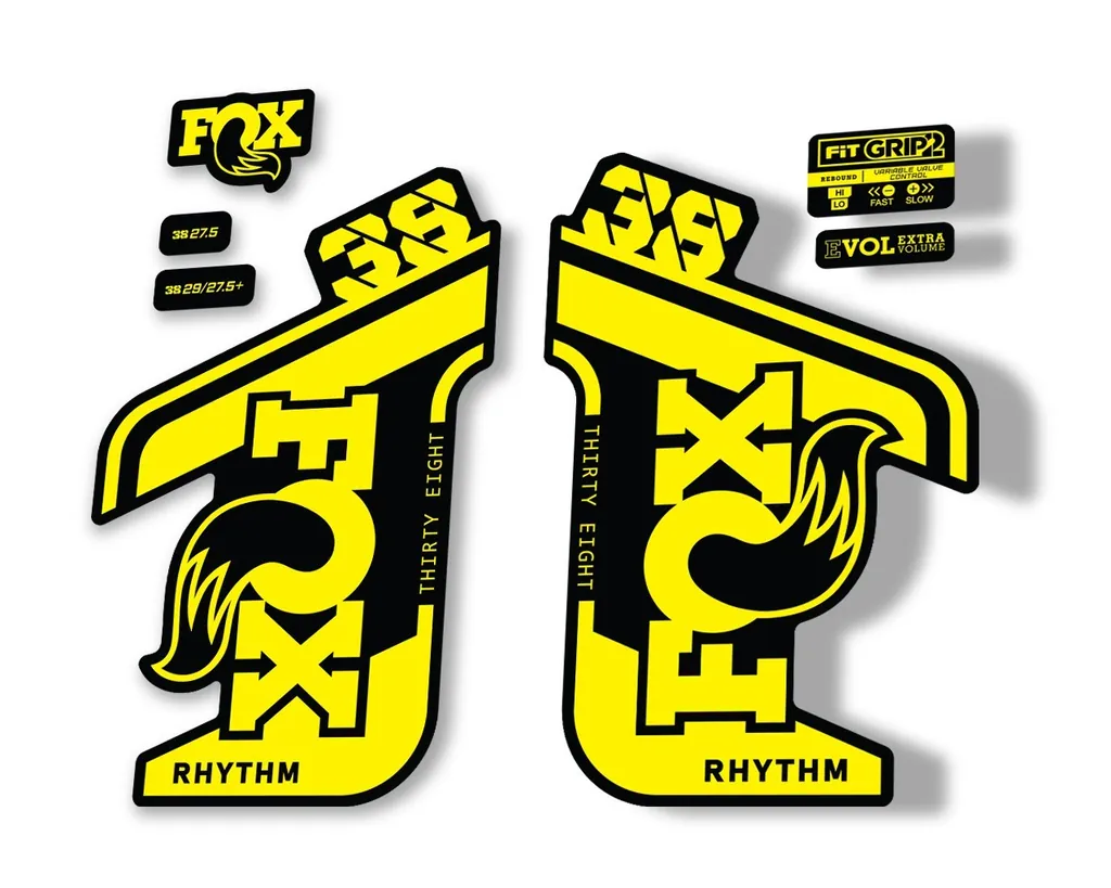 FOX 38 RHYTHM 2021 Fork Suspension Factory Sticker MTB Decal Adhesive Yellow