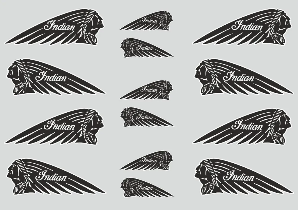 INDIAN WAR BONNET Motorcycles Vinyl Decal Adhesive Helmet Sticker Black 14Pcs