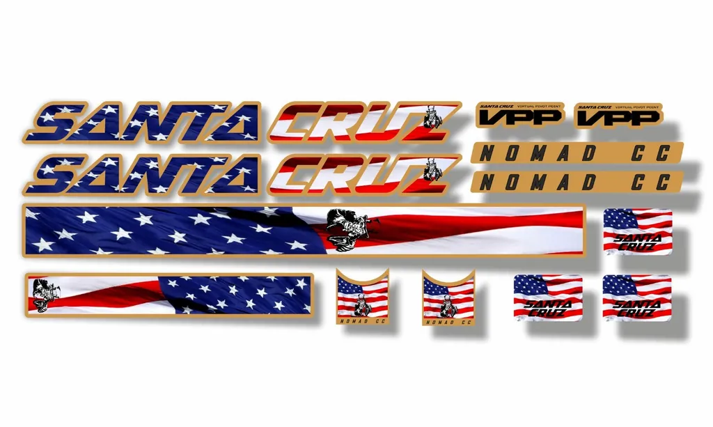 Bicycle Vinyl Stickers – Compatible with Santa Cruz Nomad CC Bikes – USA Theme