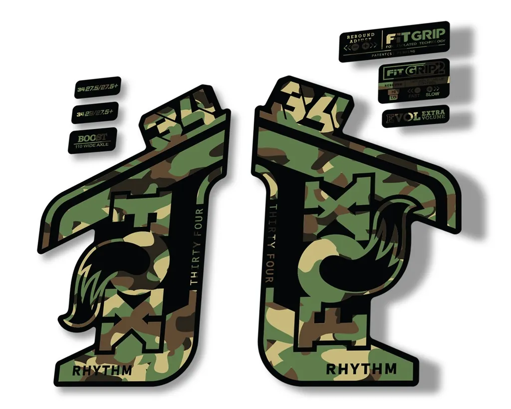 FOX 34 RHYTHM 2021 Fork Suspension Factory Sticker MTB Decal Adhesive Camo