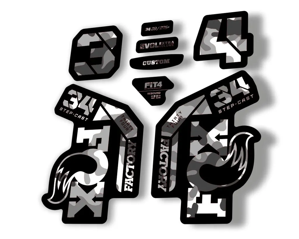 FOX 34 Step Cast SC 2023 Factory Fork Decals Suspension Sticker White Camo
