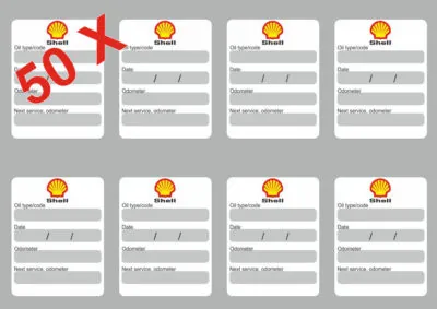 50x SHELL Oil Change Service Reminder Stickers Decals Adhesive Labels Die Cut