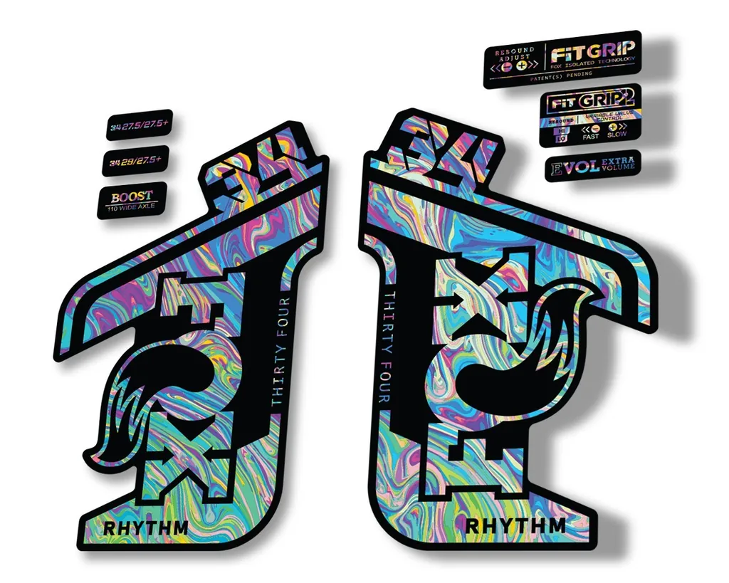FOX 34 RHYTHM 2021 Forks Suspension Factory Decal Sticker Adhesive Oil Slick 1