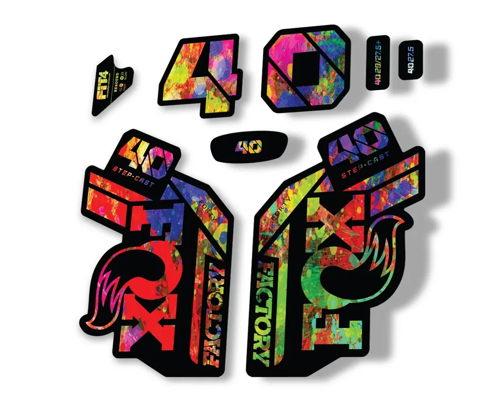 FOX 40 Step Cast SC 2021 Factory Fork Decals Suspension Sticker Oil Slick