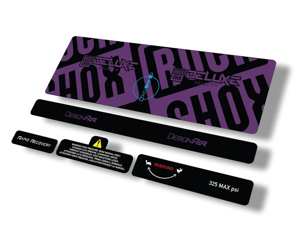 Rock Shox 2021 Deluxe Select Plus Rear Shock Decal Sticker Adhesive Set Purple