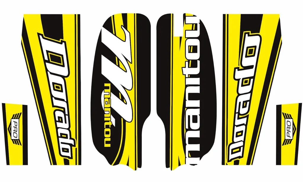 Manitou Dorado Pro Fork Suspension Graphic Decal Kit Sticker Set Yellow