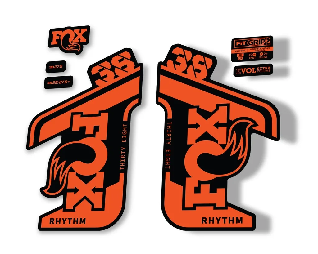FOX 38 RHYTHM 2021 Fork Suspension Factory Sticker MTB Decal Adhesive Orange
