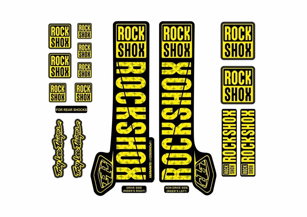 Rock Shox Troy Lee Fork Decal Mountain Bike Cycling Sticker Adhesive Yellow