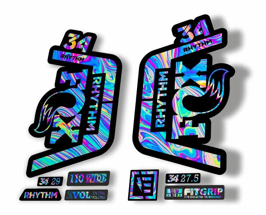 FOX 34 Rhythm 2019 Forks Suspension Factory Decal Sticker Adhesive Oil Slick 1