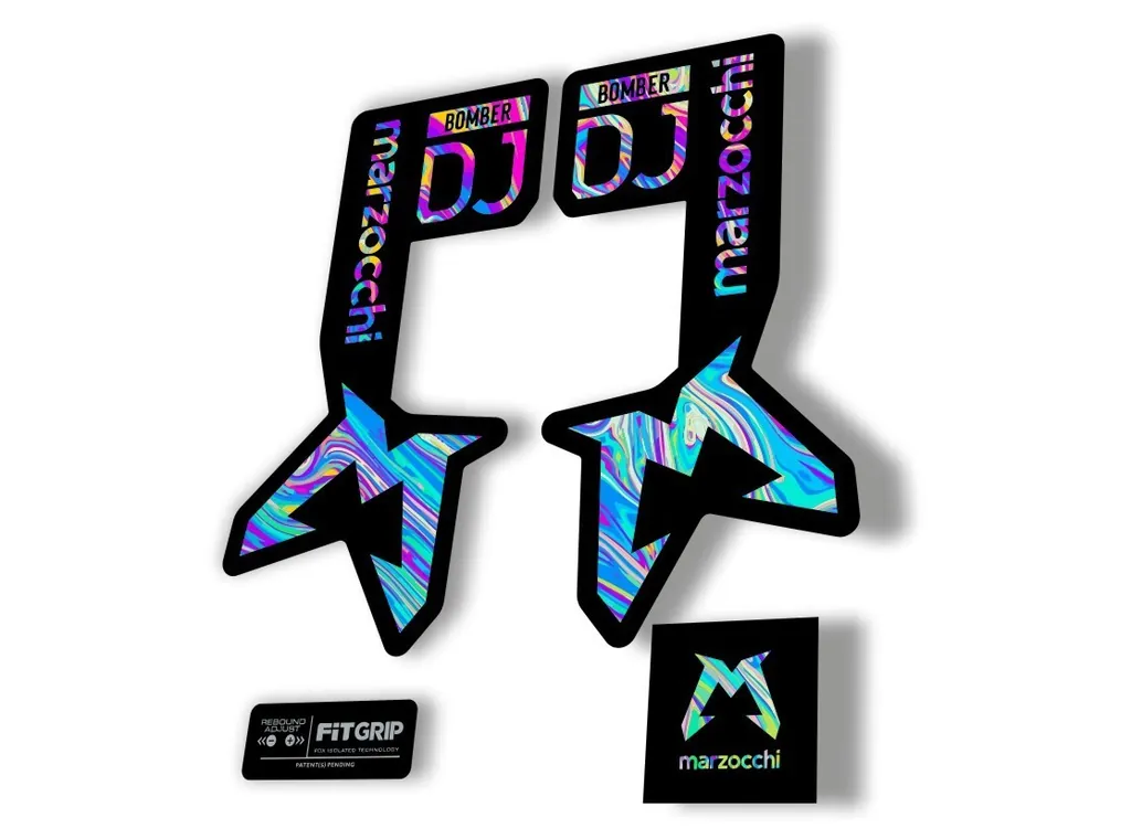 Marzocchi Bomber DJ 2025 Fork Suspension Sticker Decal Kit Adhesive Oil Slick 1