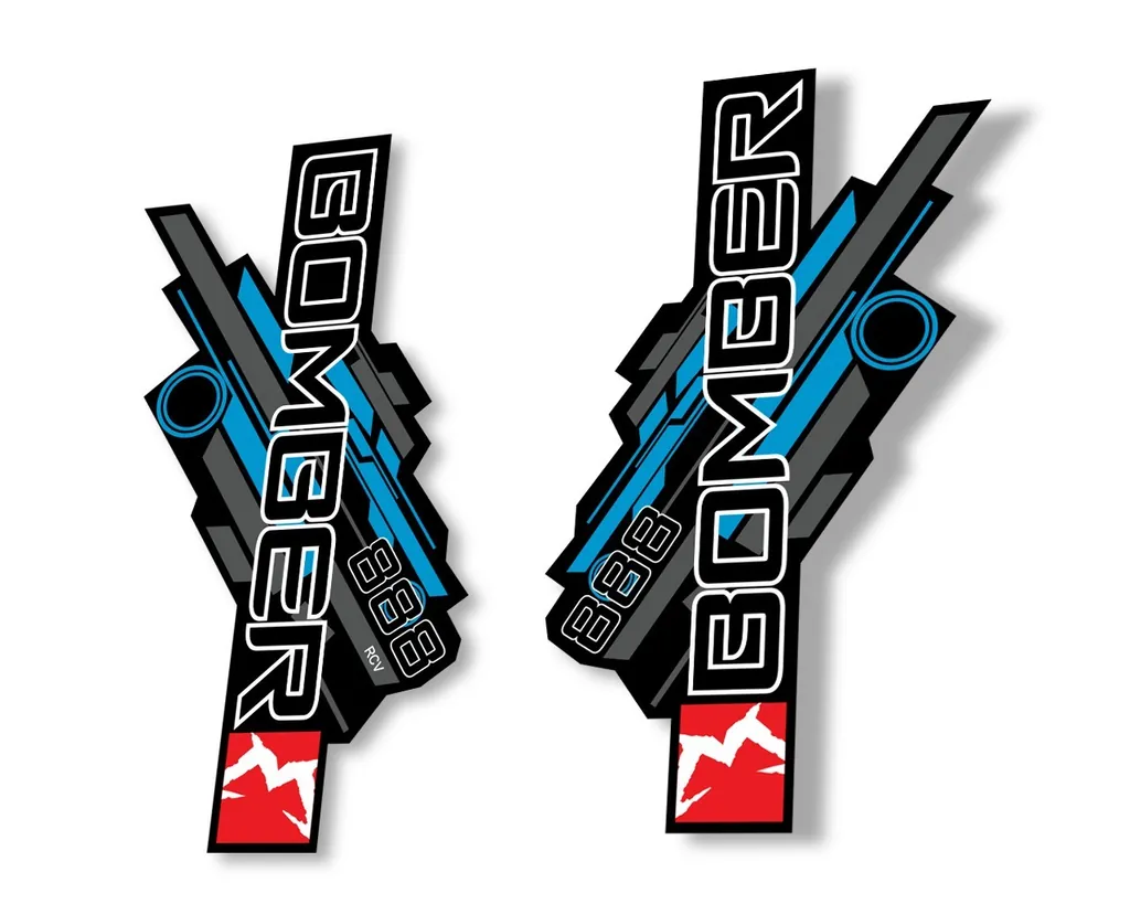 Marzocchi Bomber 888 RCV 2014 Fork Suspension Sticker Decal Kit Blue-Gray