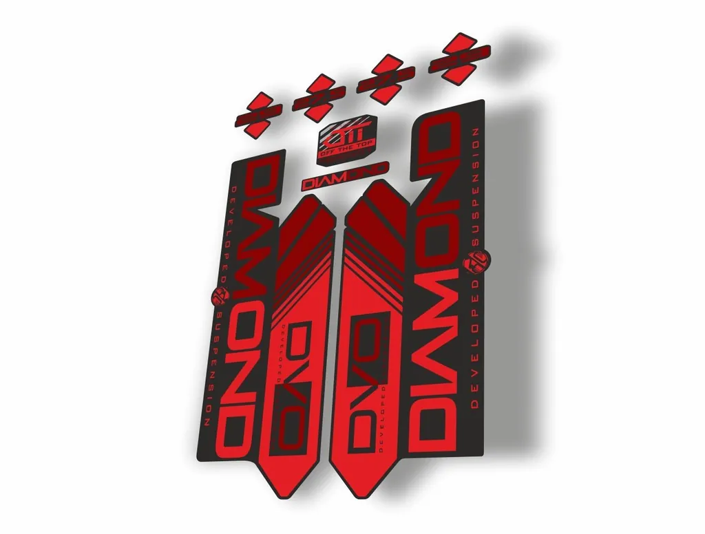 DVO 2016 Diamond 27.5 - 29 Fork Suspension Sticker Decal Kit Adhesive Red