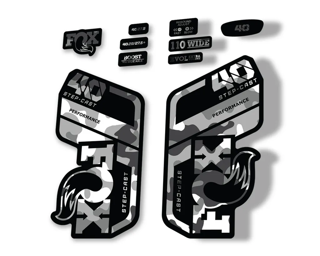 FOX 40 Step Cast SC 2021 Performance Fork Decals Suspension Sticker White Camo