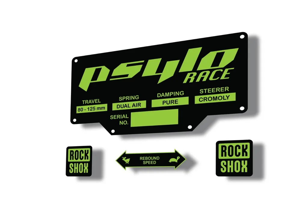 Rock Shox PSYLO RACE 2002 Mountain Bike Cycling Decal Kit Sticker Adhesive Green