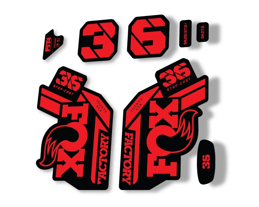 FOX 36 Step Cast SC 2021 Factory Fork Decals Suspension Sticker Adhesive Red