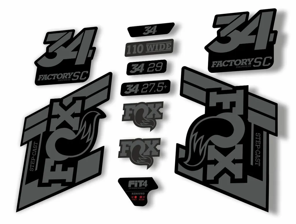 FOX 34 Step Cast SC 2019 Fork Suspension Factory Decal Stickers Adhesive Gray