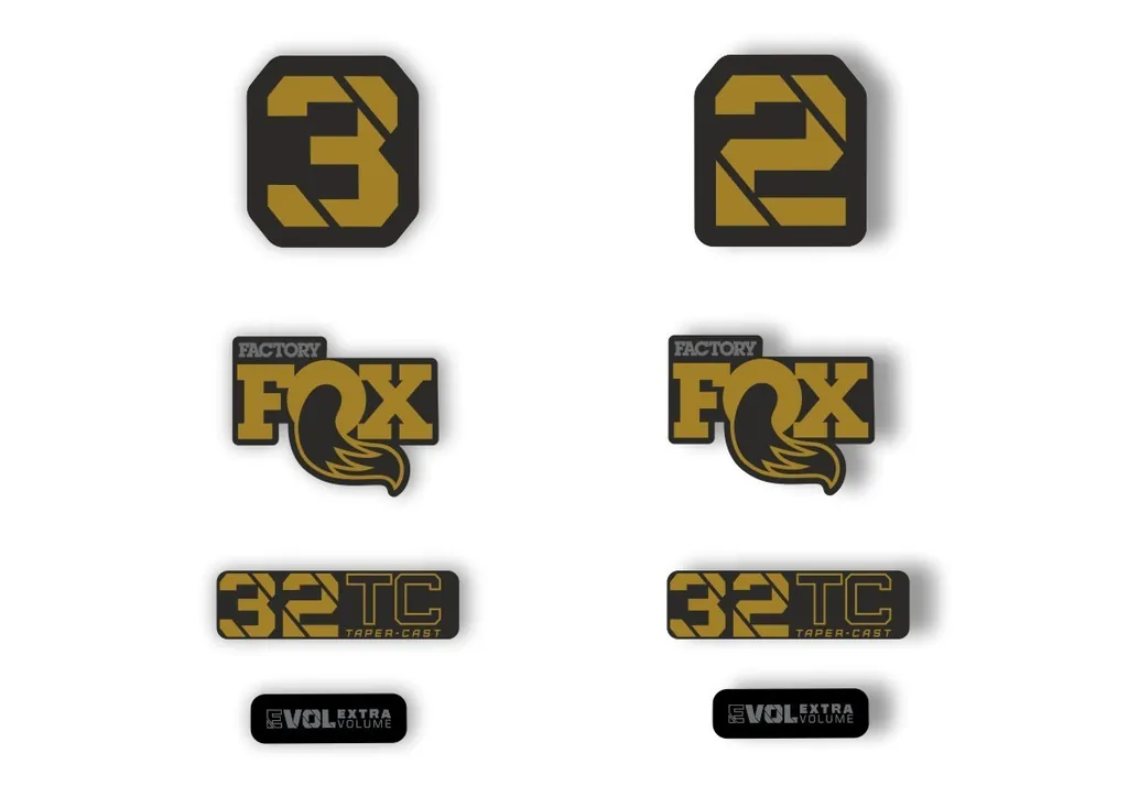 FOX 32 Taper Cast 2022 Factory Fork Decals Suspension Sticker Gold