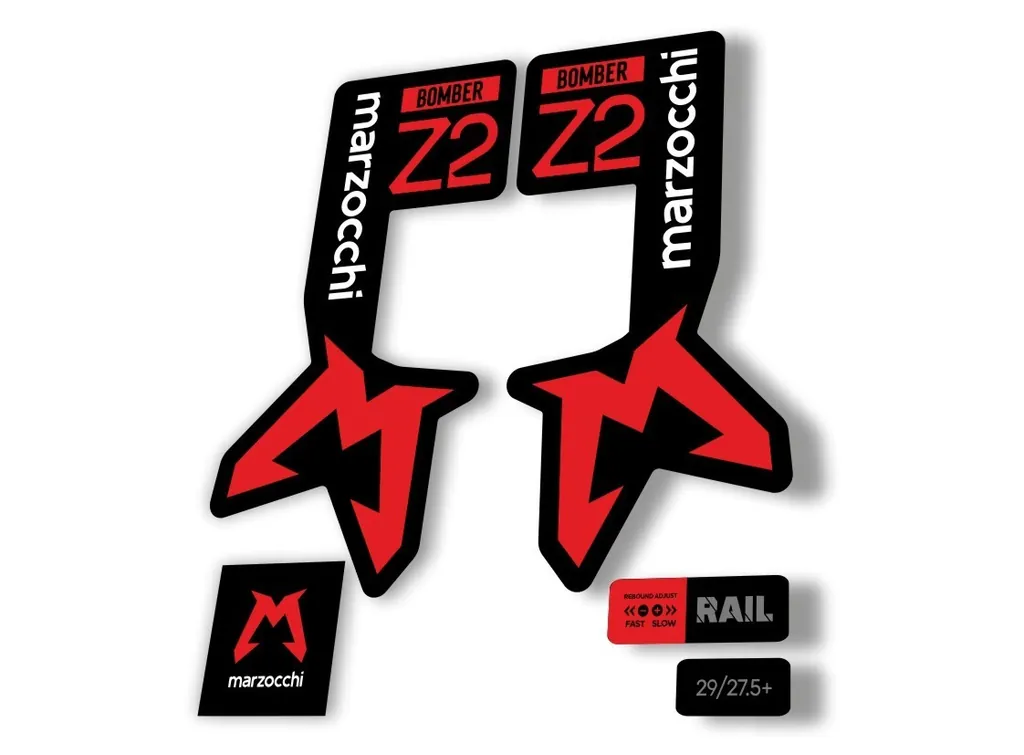 Marzocchi Bomber Z2 2025 Fork Suspension Sticker Decal Kit Adhesive Red