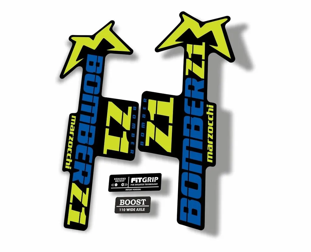 Marzocchi Bomber Z1 2018 Fork Suspension Sticker Decal Kit Adhesive Lime Blue