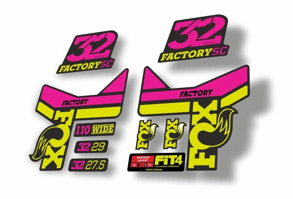 FOX 32 Step Cast SC  Fork Suspension Factory Decal Stickers Adhesive Lime Pink