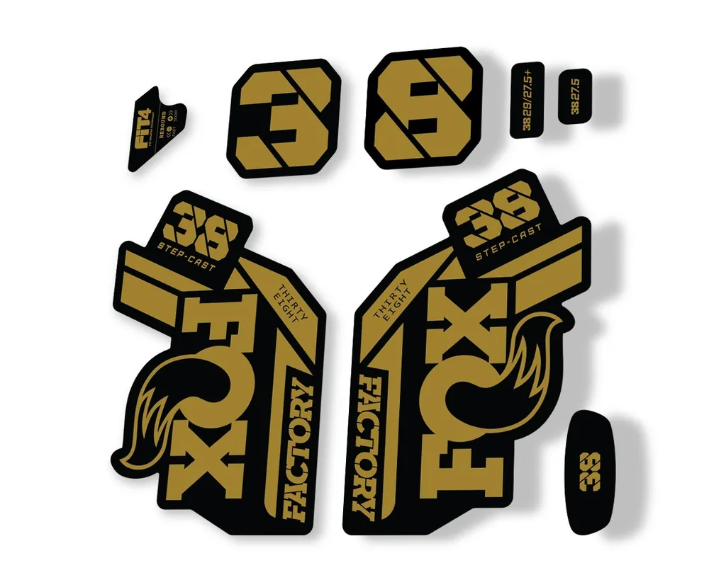 FOX 38 Step Cast SC 2021 Factory Fork Decals Suspension Sticker Adhesive Gold