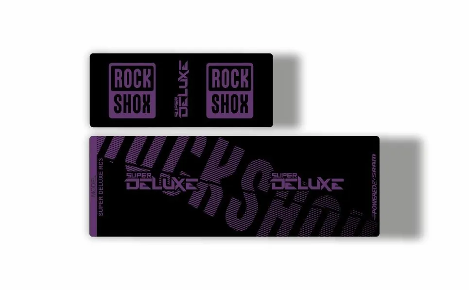 Rock Shox Super Deluxe RC3 Rear Shock MTB Decal Sticker Adhesive Stealth Purple