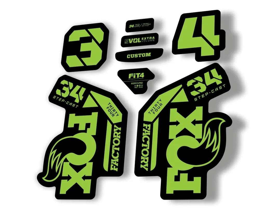 FOX 34 Step Cast SC 2023 Factory Fork Decals Suspension Sticker Green