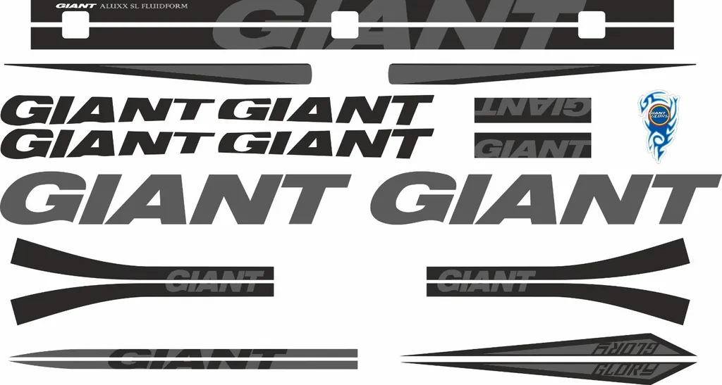 Bicycle Vinyl Stickers – Fits GIANT GLORY Bike Frames – Gray