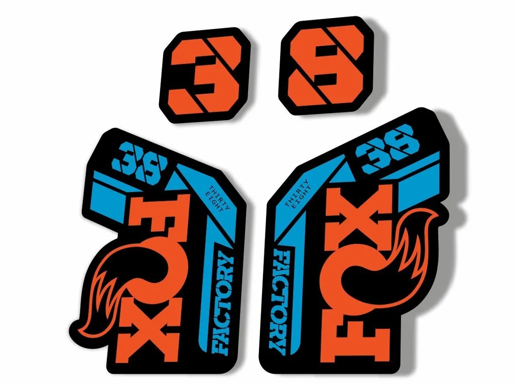 FOX 38 2021 Factory Forks Suspension Decals Sticker Set Adhesive Orange Blue