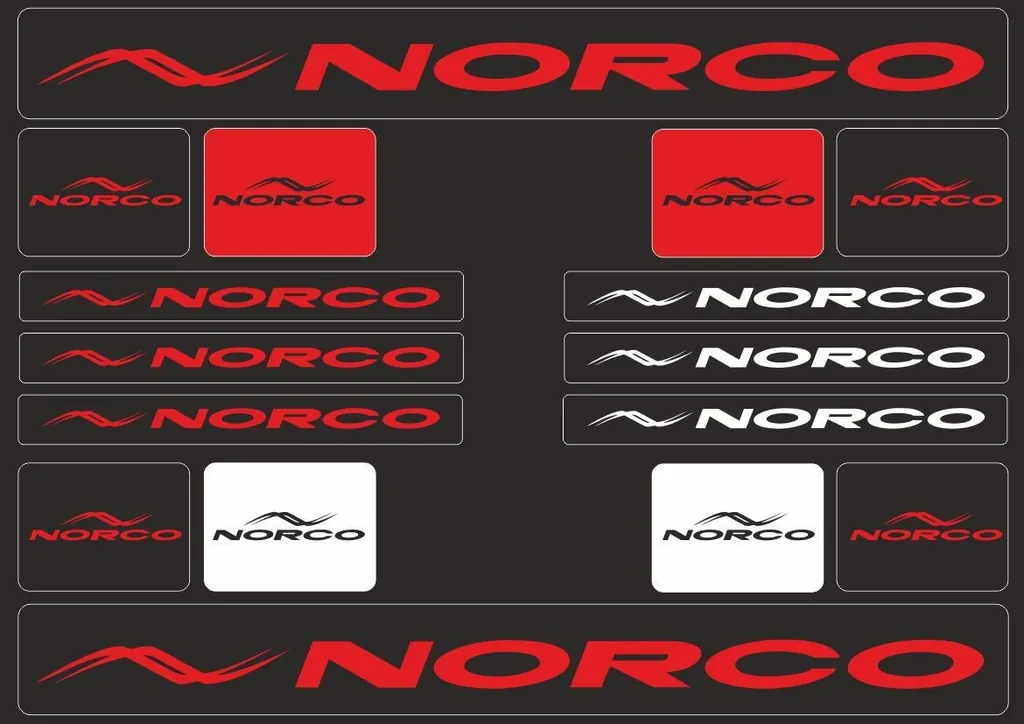 Bicycle Vinyl Stickers – Compatible with NORCO Mountain Bikes – Red