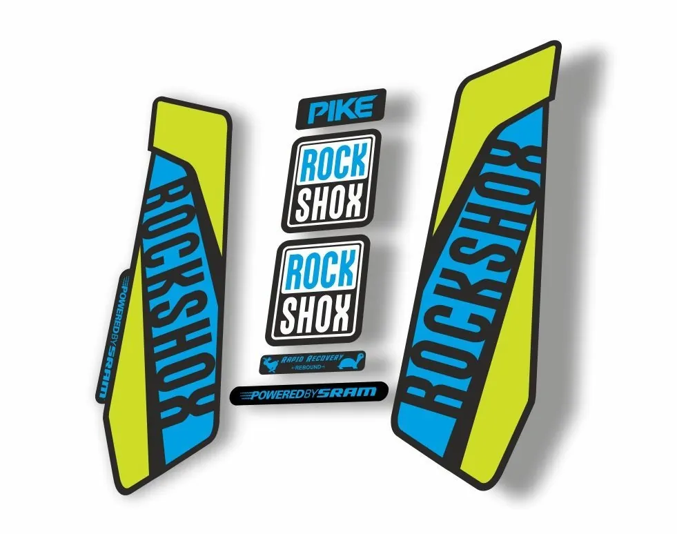Rock Shox Pike 2016 Mountain Bike Cycling Decal Kit Sticker Adhesive Lime Blue