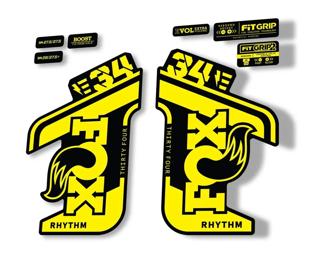 FOX 34 Rhythm E Bike 2021 Fork Decals Suspension Sticker Adhesive Yellow
