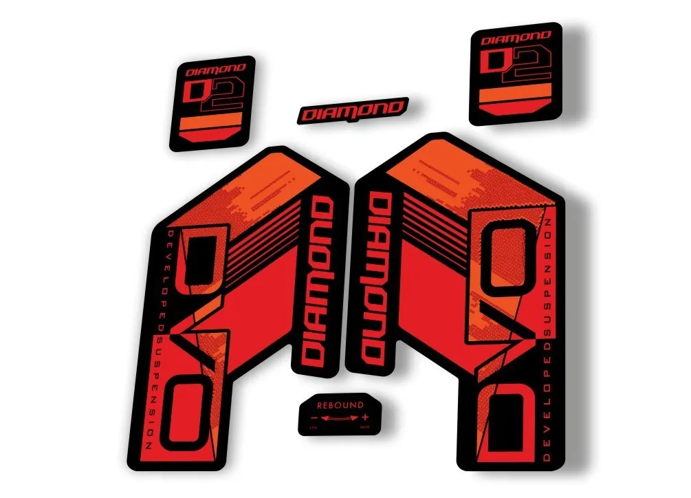 DVO Diamond D2 2020 Fork Suspension Sticker Decal Kit Adhesive Red