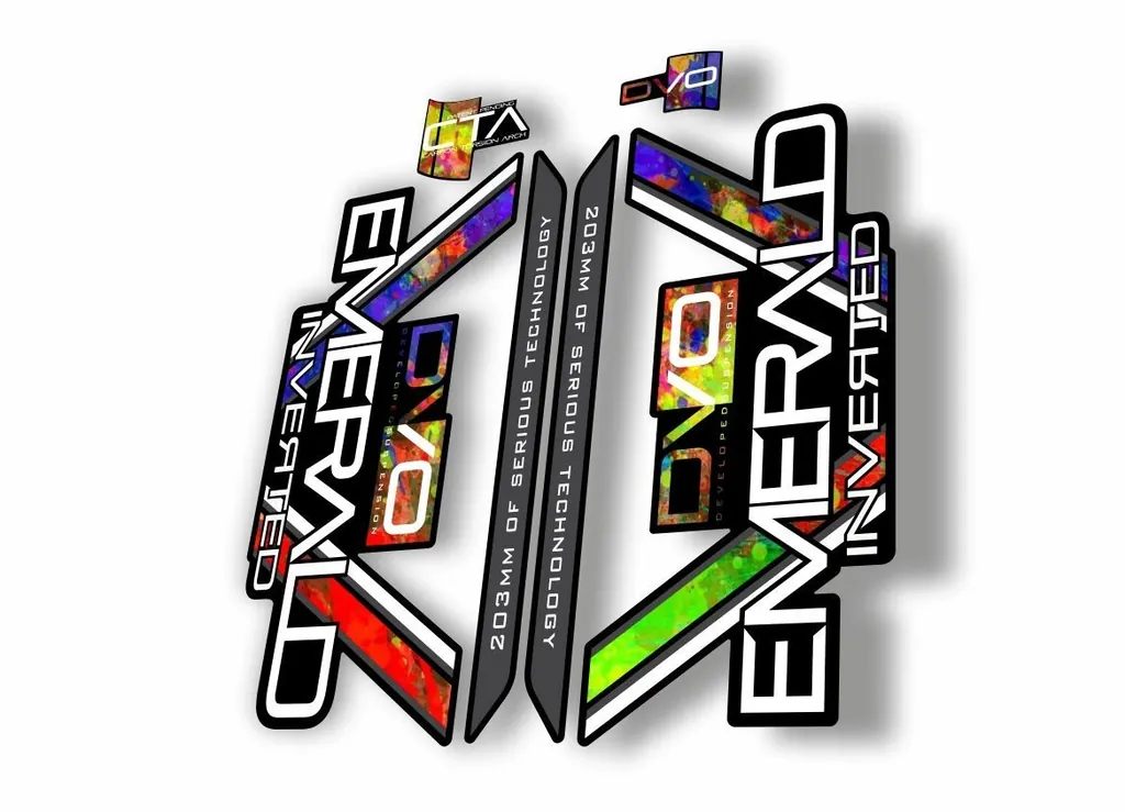 DVO 2016 EMERALD 27.5 - 29 Fork Suspension Sticker Decal Kit Adhesive Oil Slick