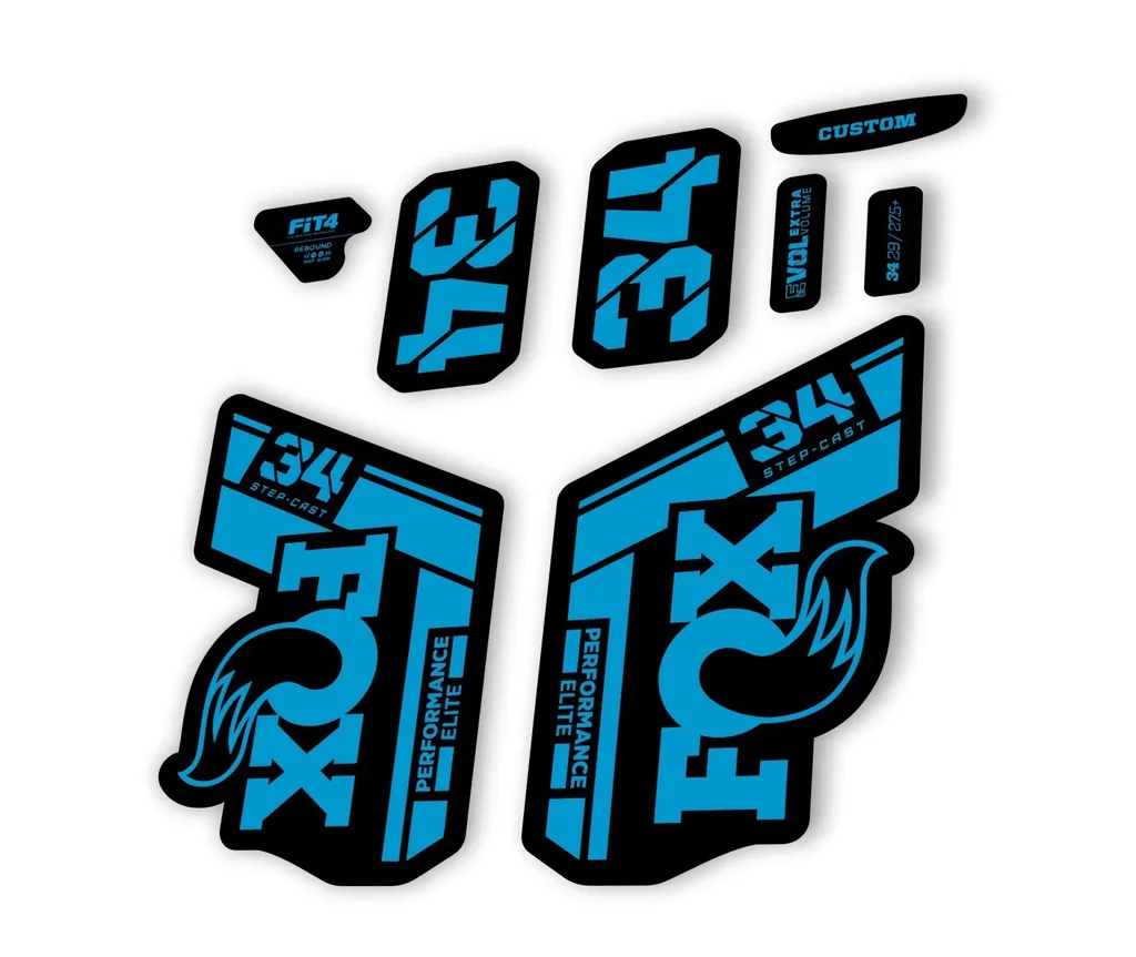 FOX 34 Step Cast Elite 2021 Factory Fork Decals Suspension Sticker Adhesive Blue