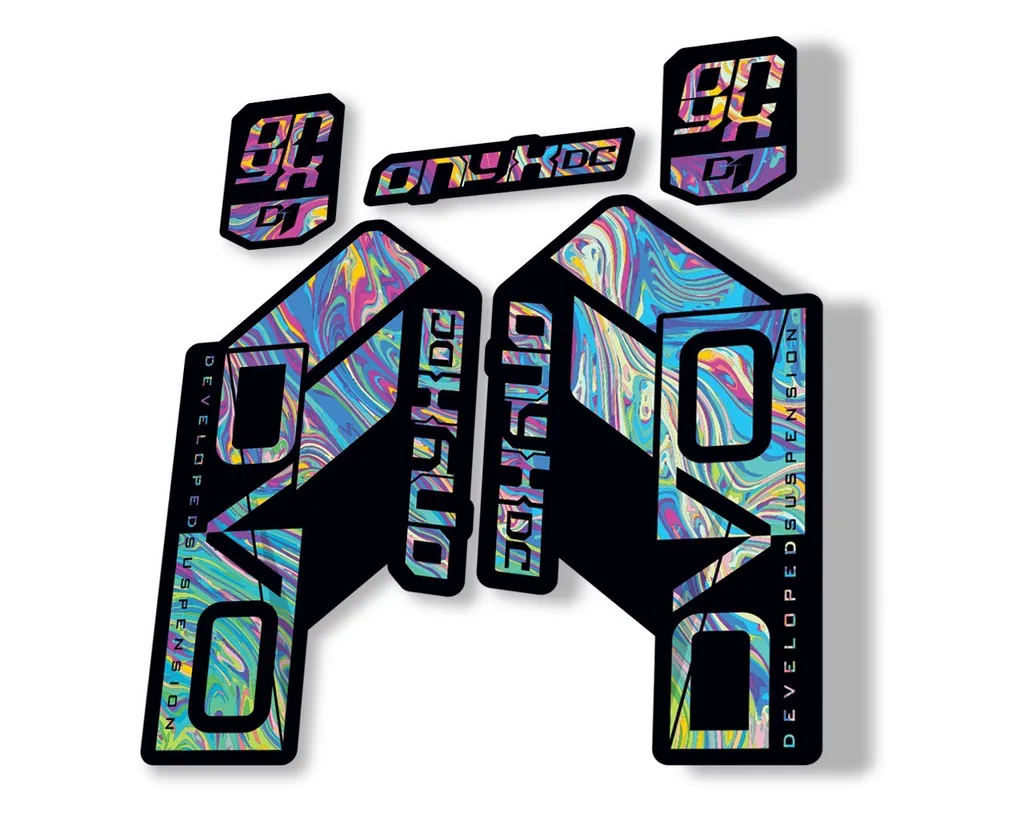 DVO Onyx DC D1 2019 Fork Suspension Sticker Factory Decal Adhesive Oil Slick 1