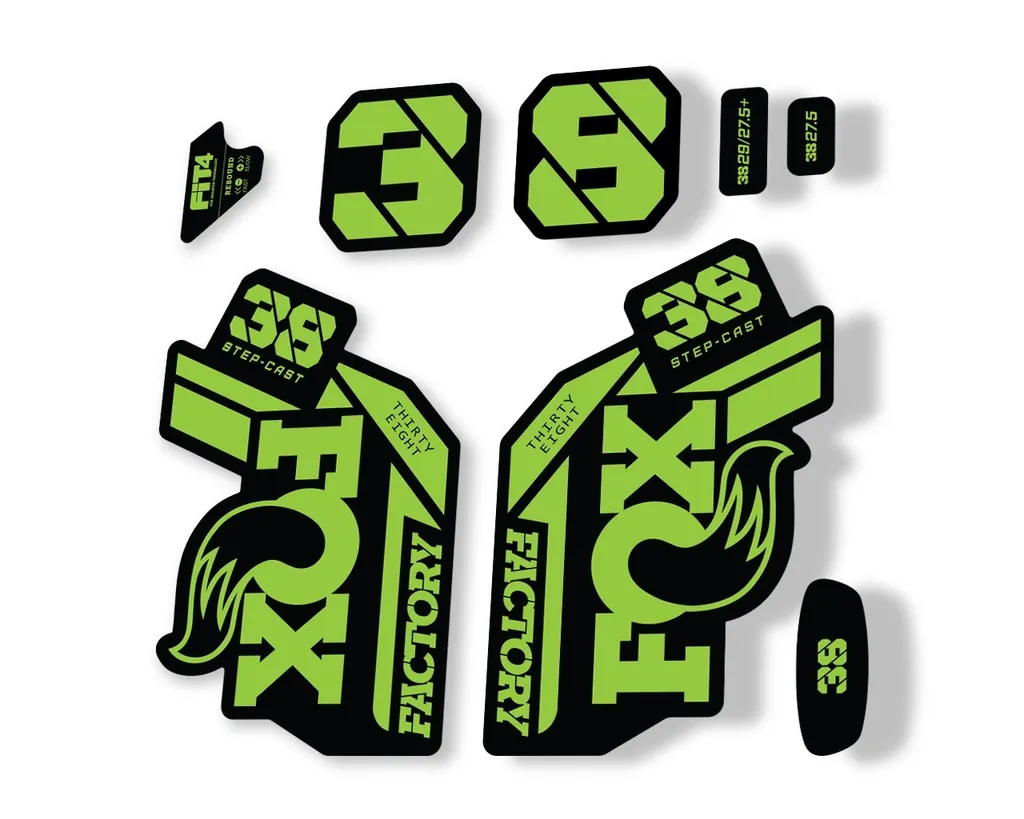 FOX 38 Step Cast SC 2021 Factory Fork Decals Suspension Sticker Adhesive Green