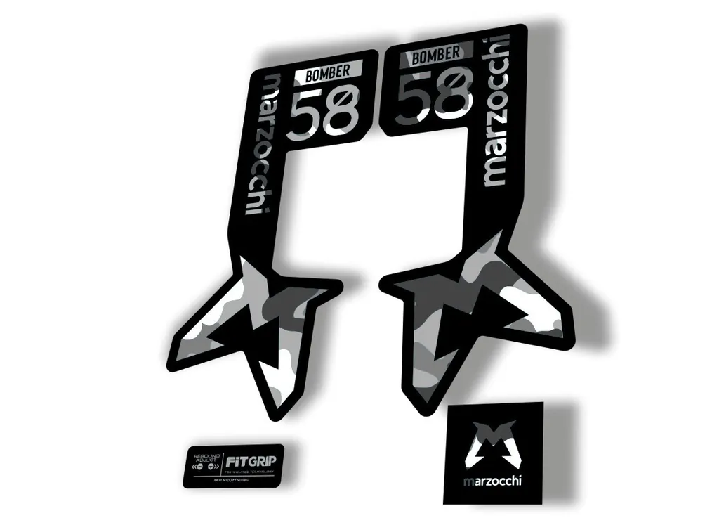 Marzocchi Bomber 58 2025 Suspension Sticker Decal Kit Adhesive White Camo