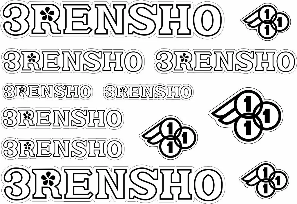 3Rensho Bicycle Frame Decals Stickers Graphic Adhesive Set Vinyl White 12 Pcs