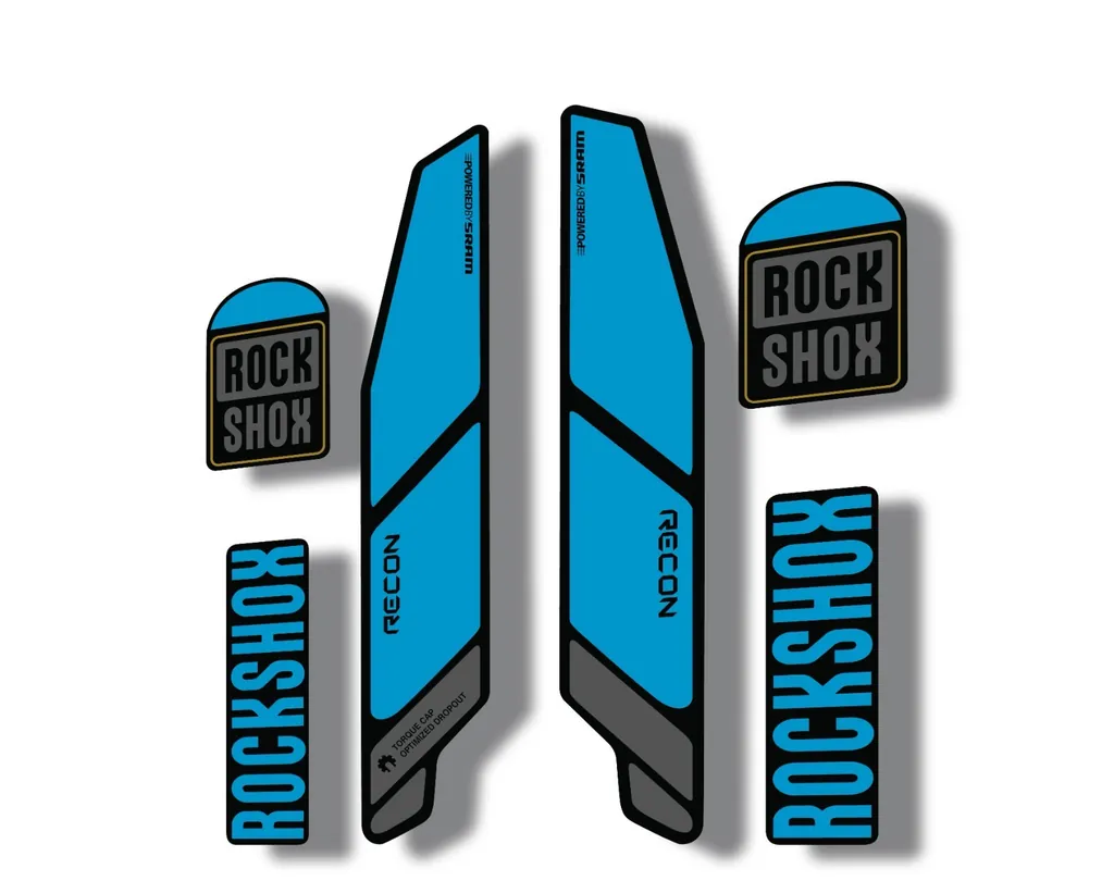 Rock Shox RECON 2014 Mountain Bike Cycling Decal Kit Sticker Adhesive Blue Gray