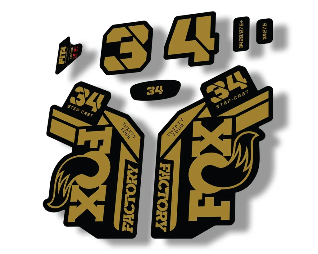 FOX 34 Step Cast SC 2021 Factory Fork Decals Suspension Sticker Adhesive Gold