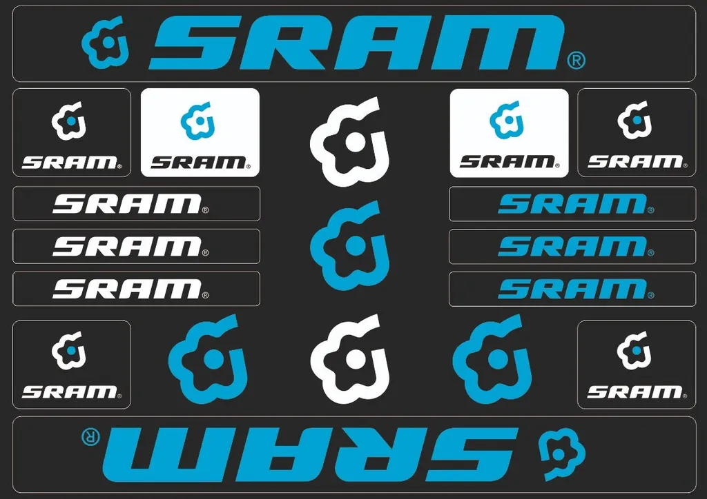 Bicycle Vinyl Stickers – Compatible with SRAM Bikes – Blue