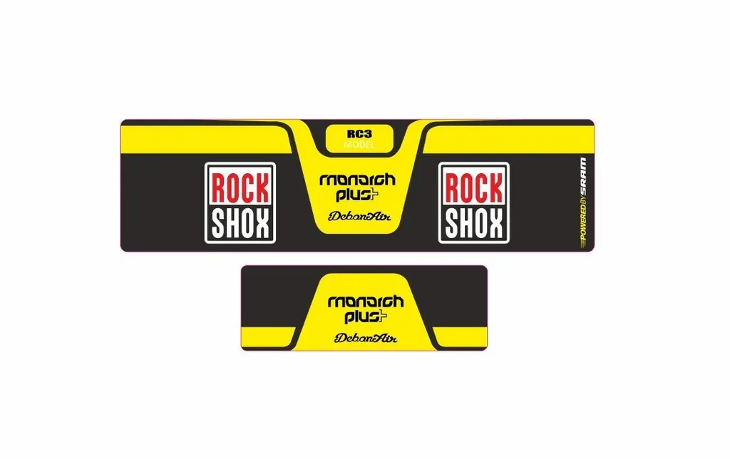 Rock Shox MONARCH Plus RC3 Debon Air Rear Shock Decal Sticker Adhesive Yellow