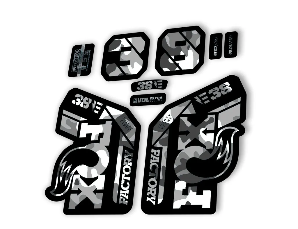 FOX 38 2021 E Bike Forks Suspension Factory Decal Sticker Adhesive White Camo