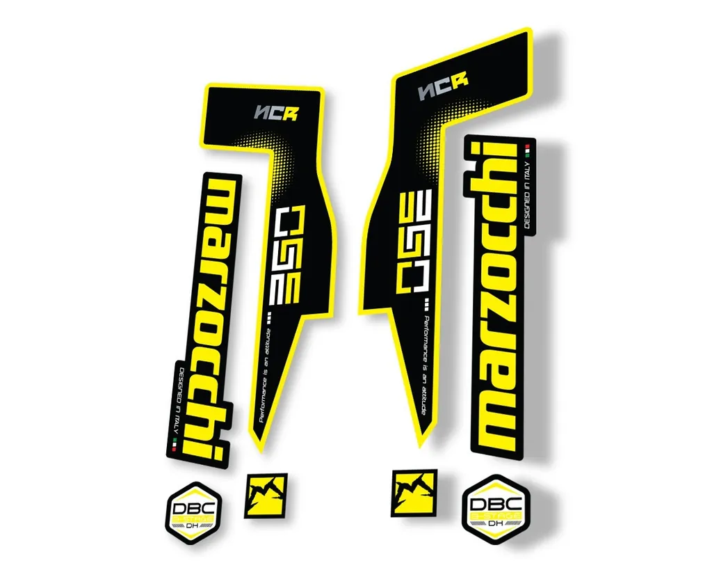 Marzocchi 350 NCR 2018 Fork Suspension Sticker Decal Adhesive Kit Yellow