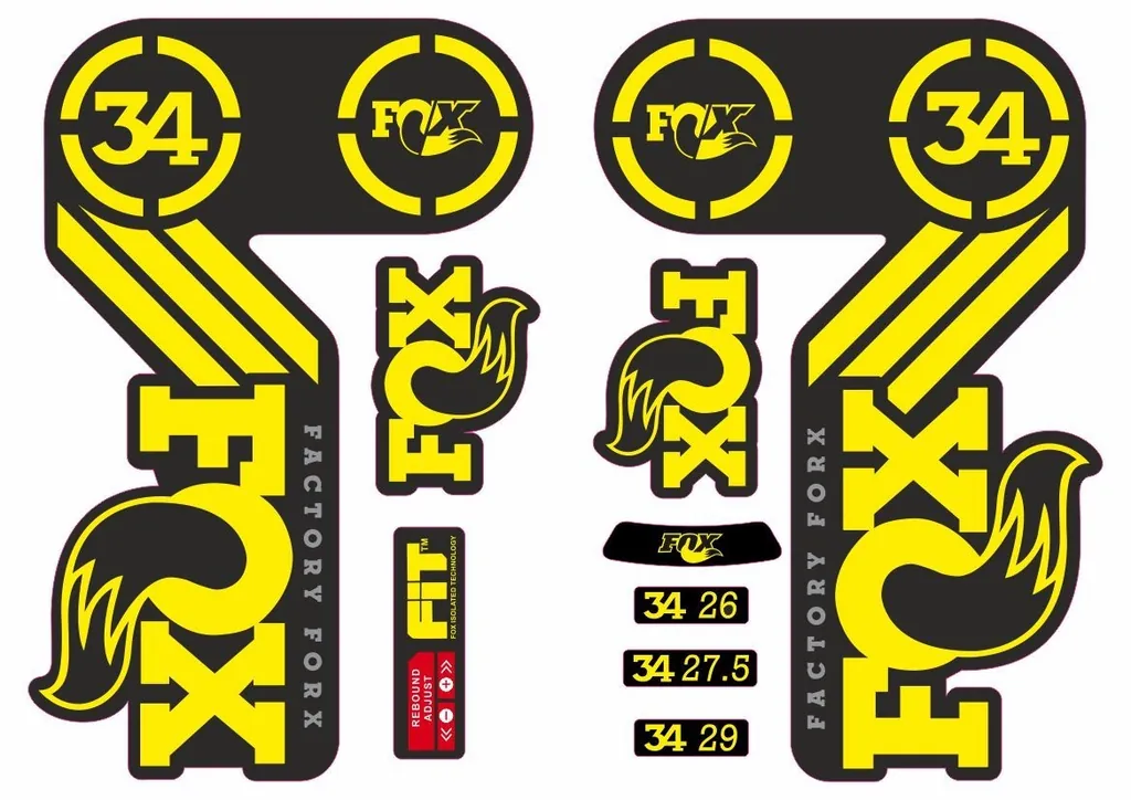 FOX 34 Heritage 2015 Fork Suspension Factory Decal Sticker Adhesive Yellow