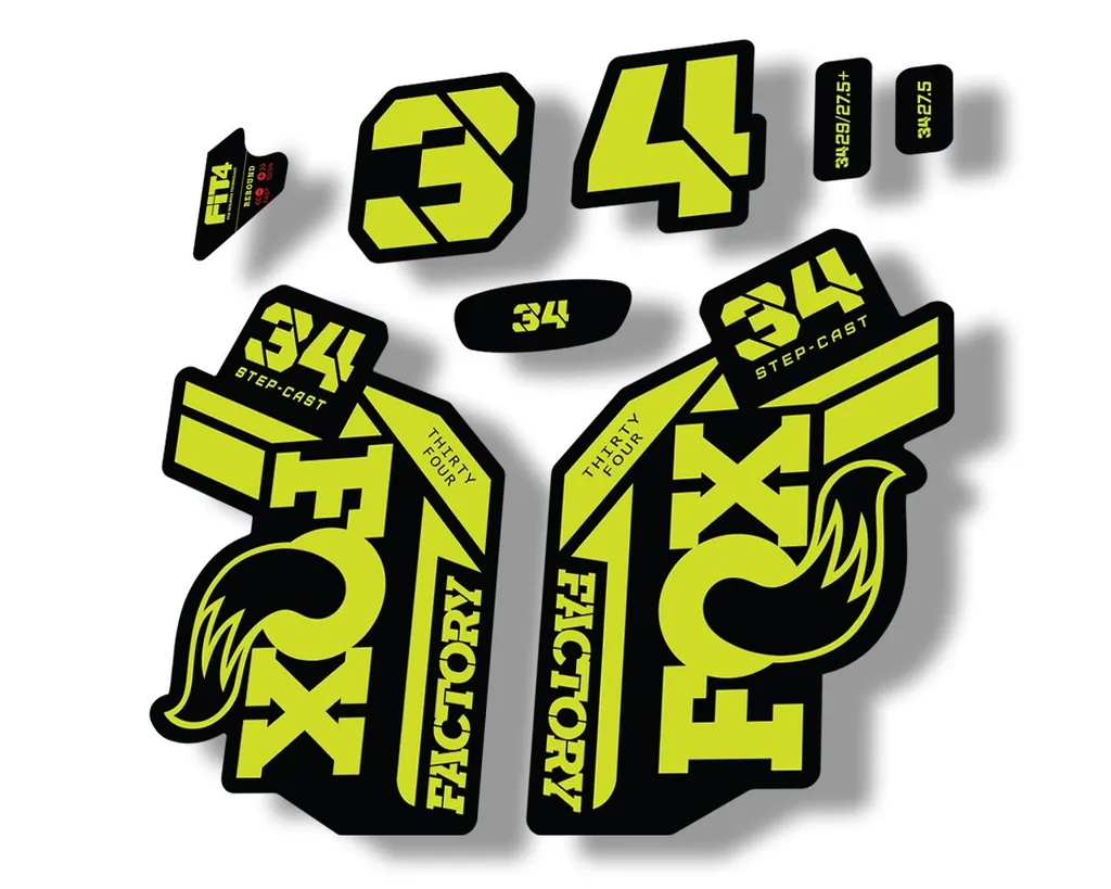 FOX 34 Step Cast SC 2021 Factory Fork Decals Suspension Sticker Adhesiv L. Green
