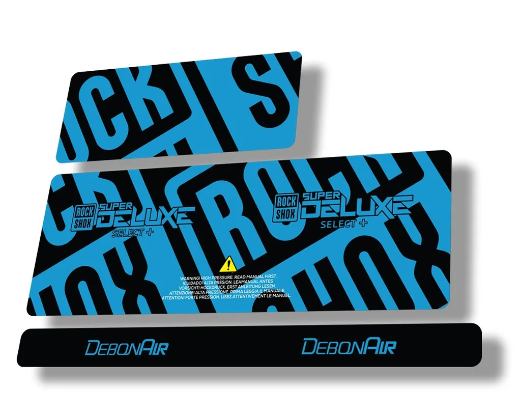Rock Shox Super Deluxe Select Plus 2020 Rear Shock Decal Sticker Set Blue